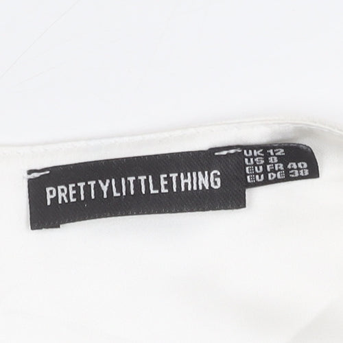 PrettyLittleThing Women’s White Satin Cowl Neck Camisole Blouse UK 12