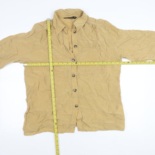 Zara Woman Beige Cupro Button-Up Shirt Womens L Long Sleeve