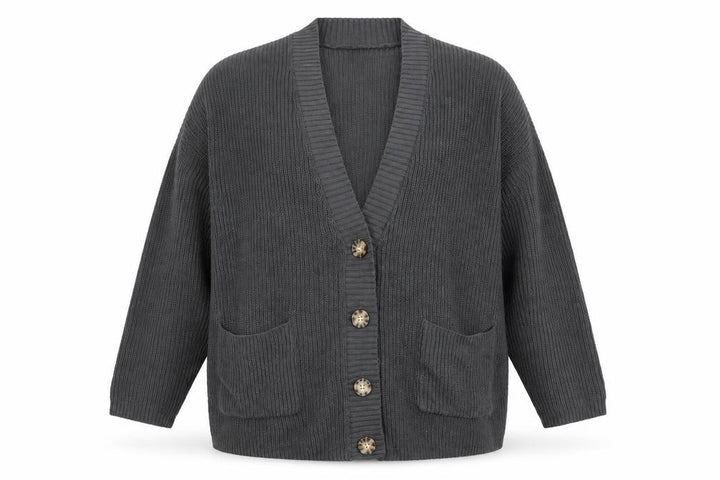 Pull&Bear Womens Grey XS Chunky Knit Cardigan V-Neck