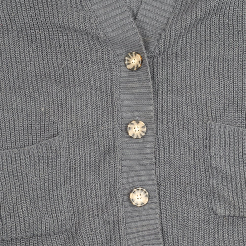Pull&Bear Womens Grey XS Chunky Knit Cardigan V-Neck