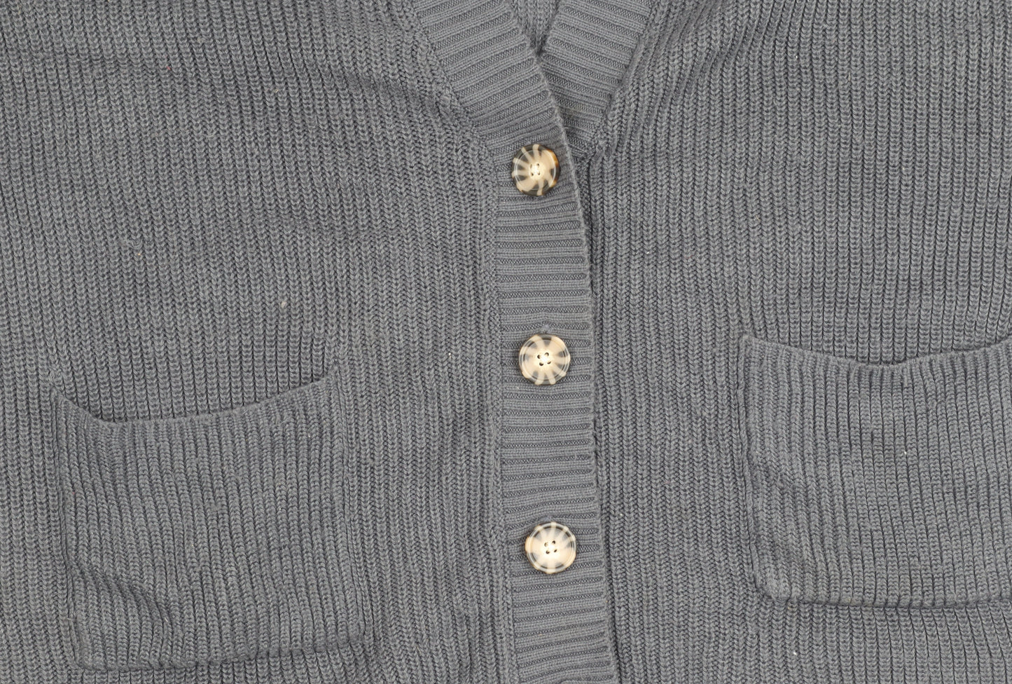 Pull&Bear Womens Grey XS Chunky Knit Cardigan V-Neck