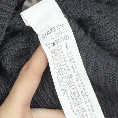 Pull&Bear Womens Grey XS Chunky Knit Cardigan V-Neck