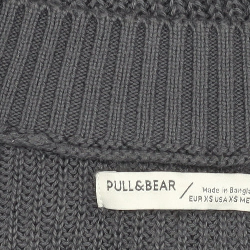 Pull&Bear Womens Grey XS Chunky Knit Cardigan V-Neck