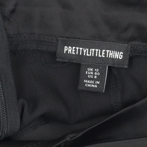 PrettyLittleThing Womens Black Halter A-Line Dress Size 12