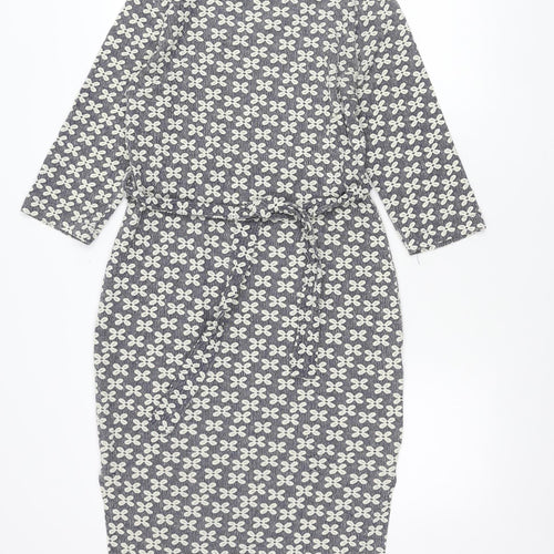 Next Women’s Blue Floral Shift Dress Size 12 Knee Length 3/4 Sleeve