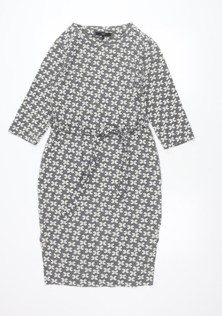 Next Women’s Blue Floral Shift Dress Size 12 Knee Length 3/4 Sleeve