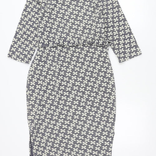 Next Women’s Blue Floral Shift Dress Size 12 Knee Length 3/4 Sleeve