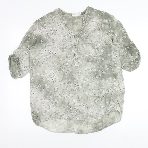 Apricot Women’s Green Floral 3/4 Sleeve Viscose Tunic Blouse Size S