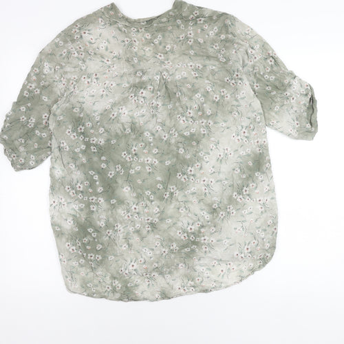 Apricot Women’s Green Floral 3/4 Sleeve Viscose Tunic Blouse Size S