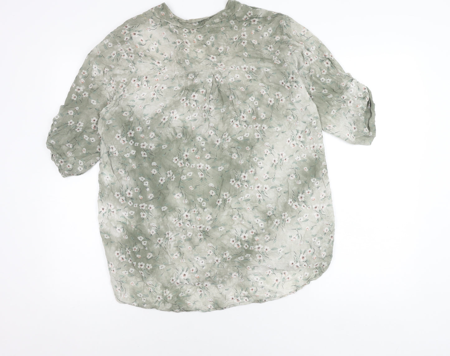 Apricot Women’s Green Floral 3/4 Sleeve Viscose Tunic Blouse Size S