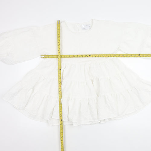 ASOS Design Women’s White Cotton Tunic Blouse UK 6 Puff Sleeve