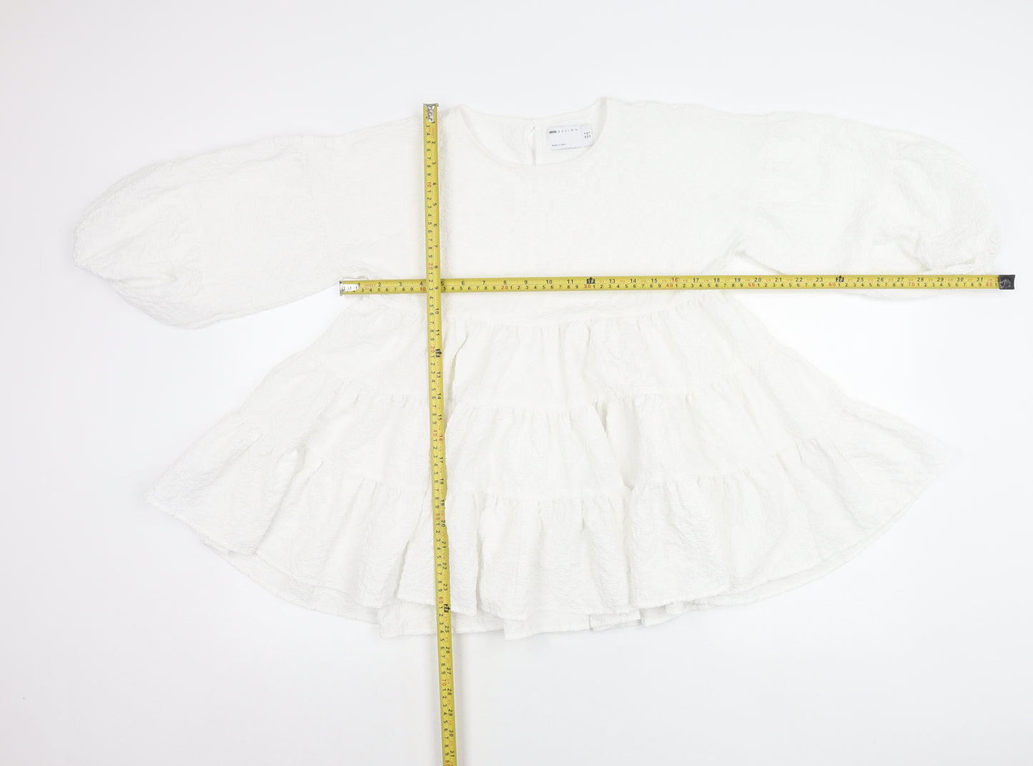 ASOS Design Women’s White Cotton Tunic Blouse UK 6 Puff Sleeve