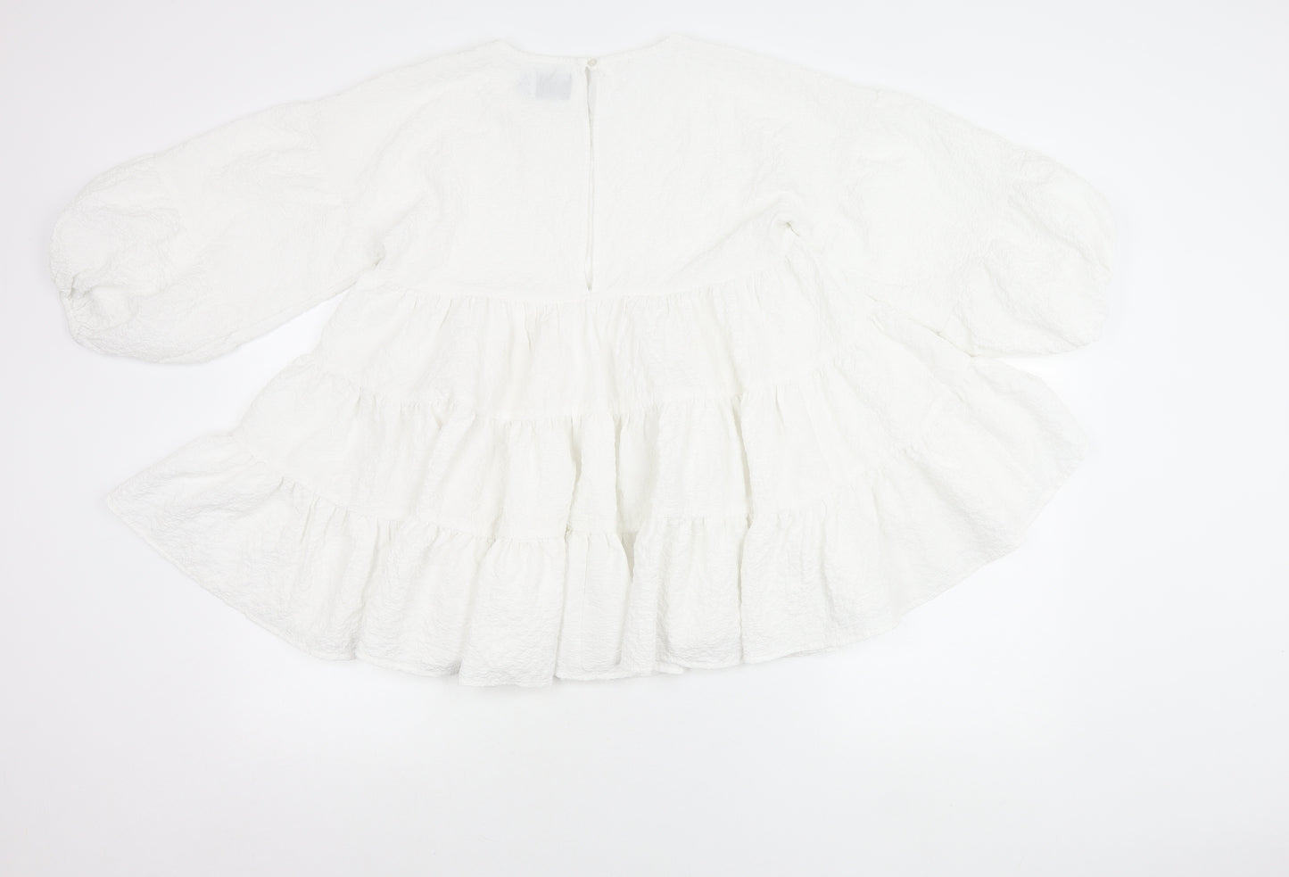 ASOS Design Women’s White Cotton Tunic Blouse UK 6 Puff Sleeve