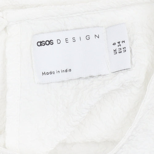 ASOS Design Women’s White Cotton Tunic Blouse UK 6 Puff Sleeve