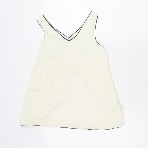 Zara Women Ivory V-Neck Sleeveless Tank Top XS Camisole