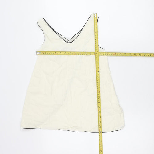 Zara Women Ivory V-Neck Sleeveless Tank Top XS Camisole