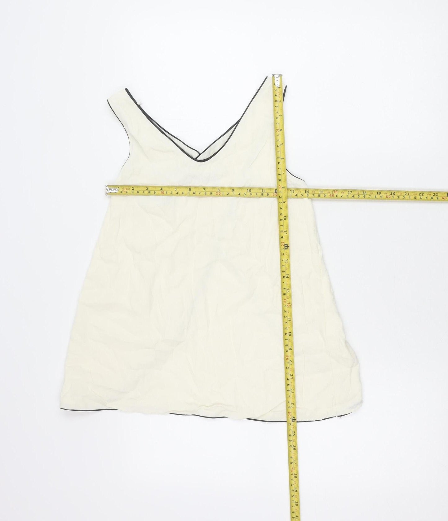 Zara Women Ivory V-Neck Sleeveless Tank Top XS Camisole