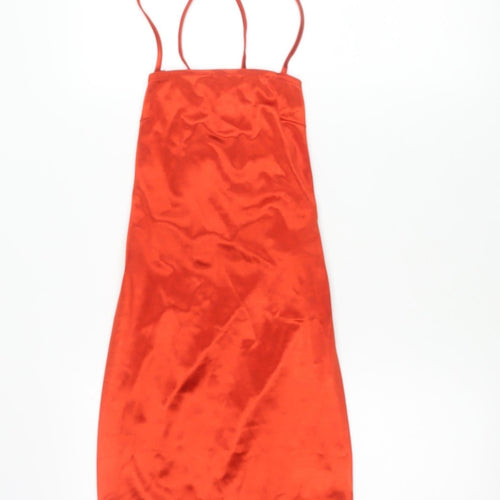 Boohoo Women’s Red Bodycon Strappy Mini Dress Size 8