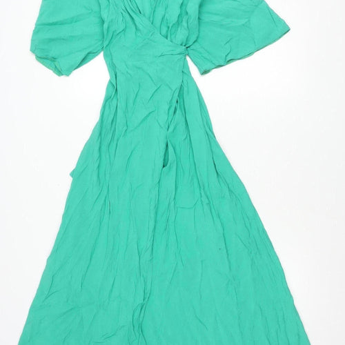 Liquorish Women’s Green Size 8 Maxi Dress Kimono Sleeve Belted