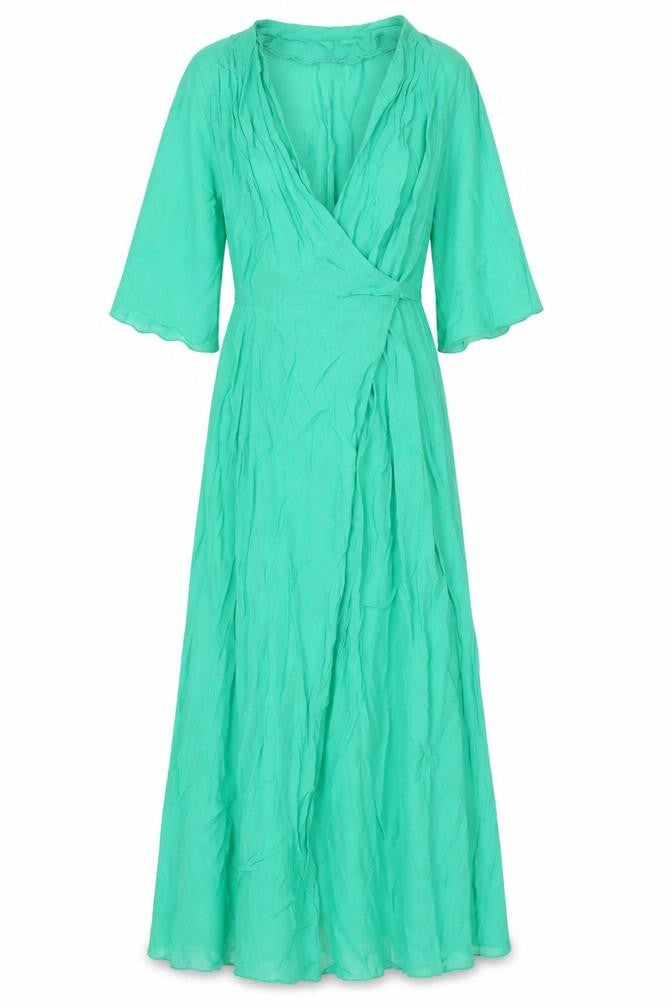 Liquorish Women’s Green Size 8 Maxi Dress Kimono Sleeve Belted