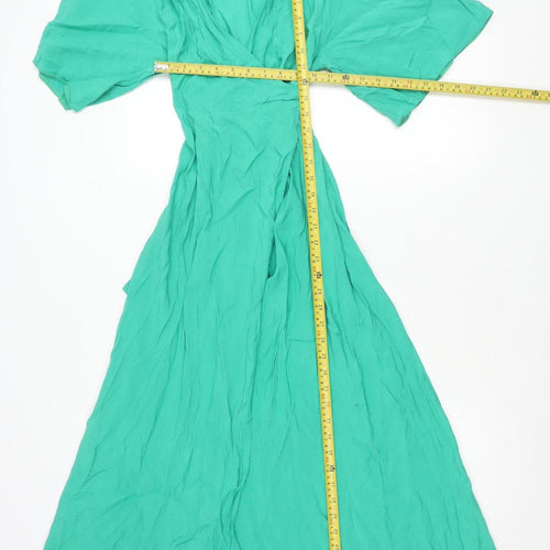 Liquorish Women’s Green Size 8 Maxi Dress Kimono Sleeve Belted