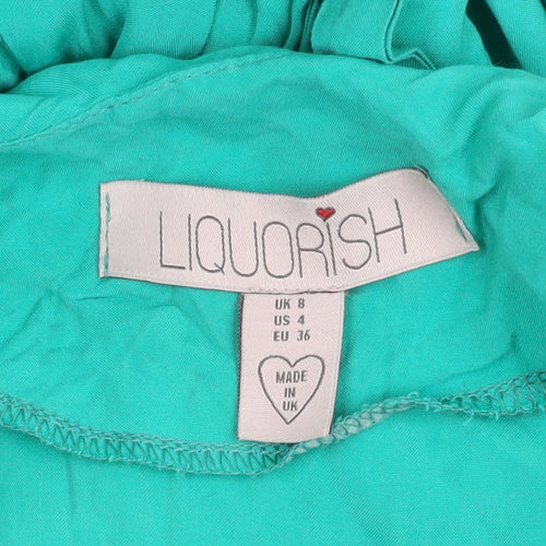 Liquorish Women’s Green Size 8 Maxi Dress Kimono Sleeve Belted