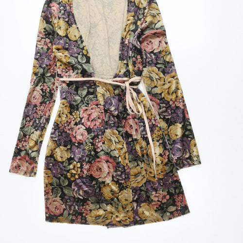 Topshop Women’s Multicoloured Floral Wrap Dress Size 8 Long Sleeve