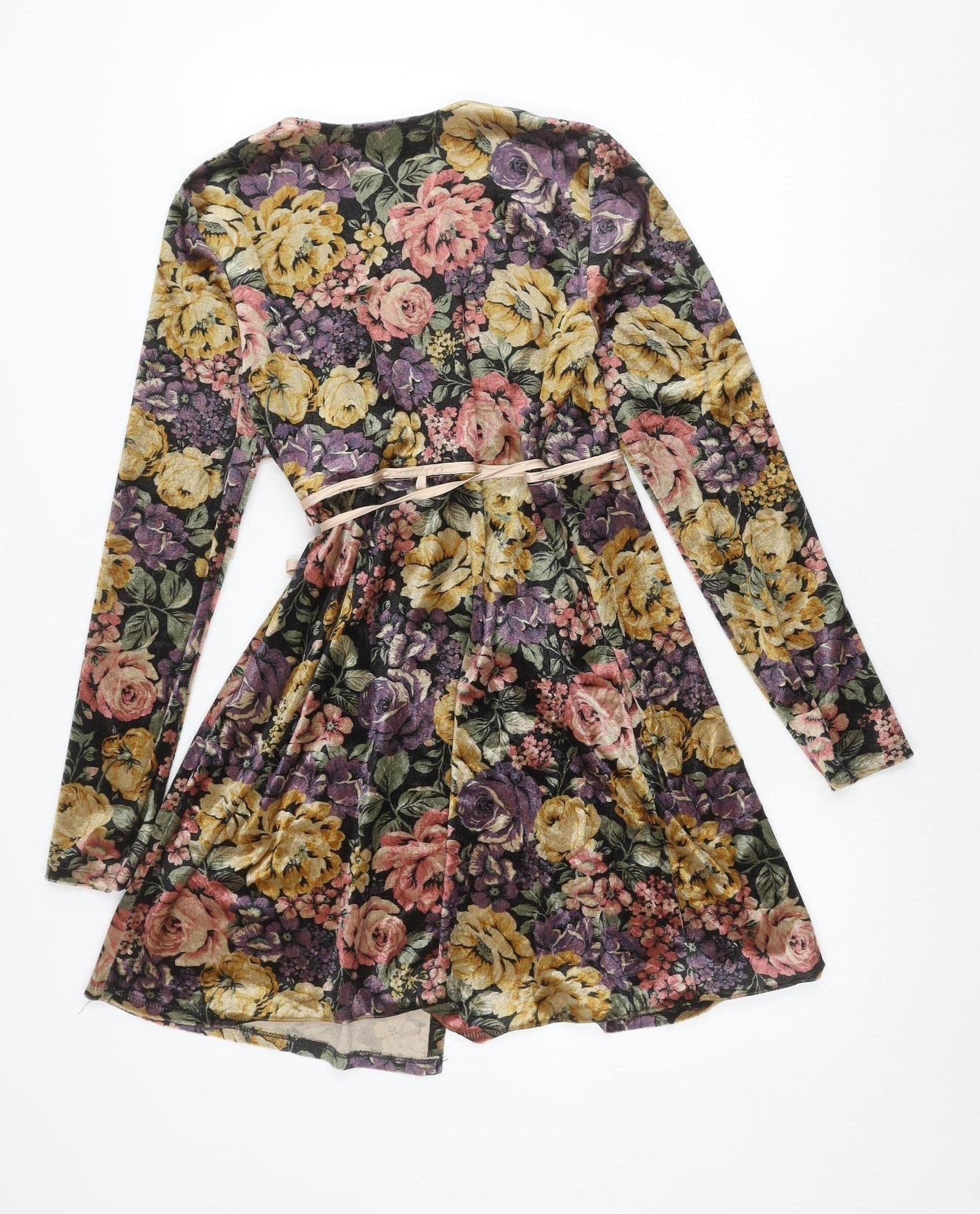 Topshop Women’s Multicoloured Floral Wrap Dress Size 8 Long Sleeve