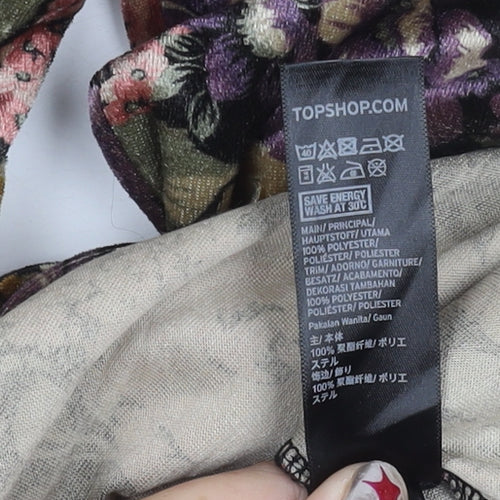 Topshop Women’s Multicoloured Floral Wrap Dress Size 8 Long Sleeve