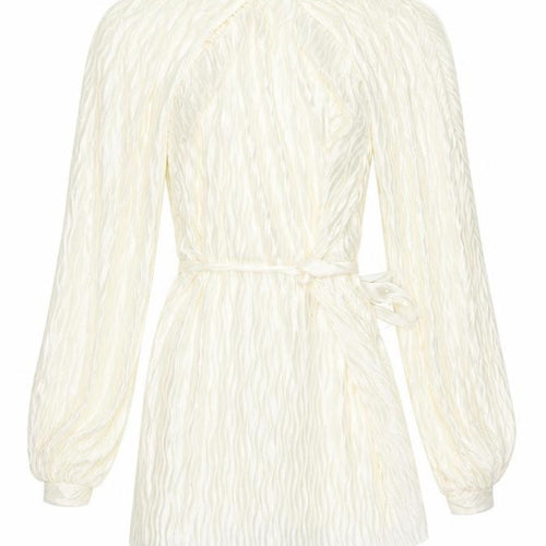 River Island Women’s Ivory Wrap Blouse Size 8 Belted Long Sleeve