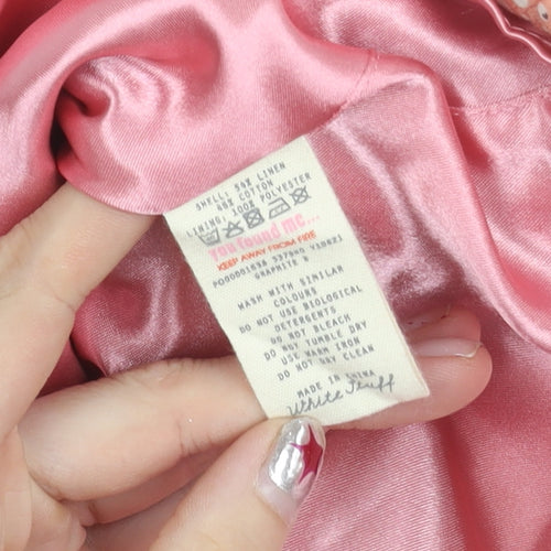 White Stuff Womens Brown Butterfly A-Line Linen Cotton Skirt Size 10