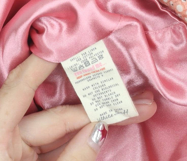 White Stuff Womens Brown Butterfly A-Line Linen Cotton Skirt Size 10