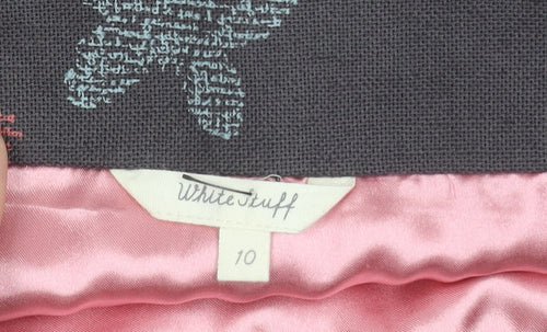 White Stuff Womens Brown Butterfly A-Line Linen Cotton Skirt Size 10