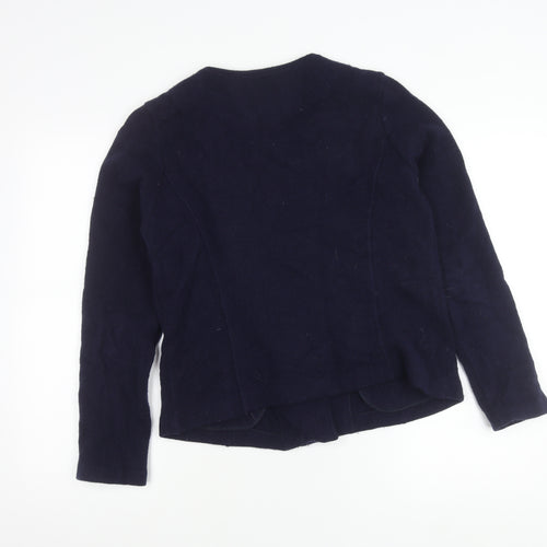 Laura Ashley Women’s Blue Wool Biker Jacket UK 12 Zip Pockets