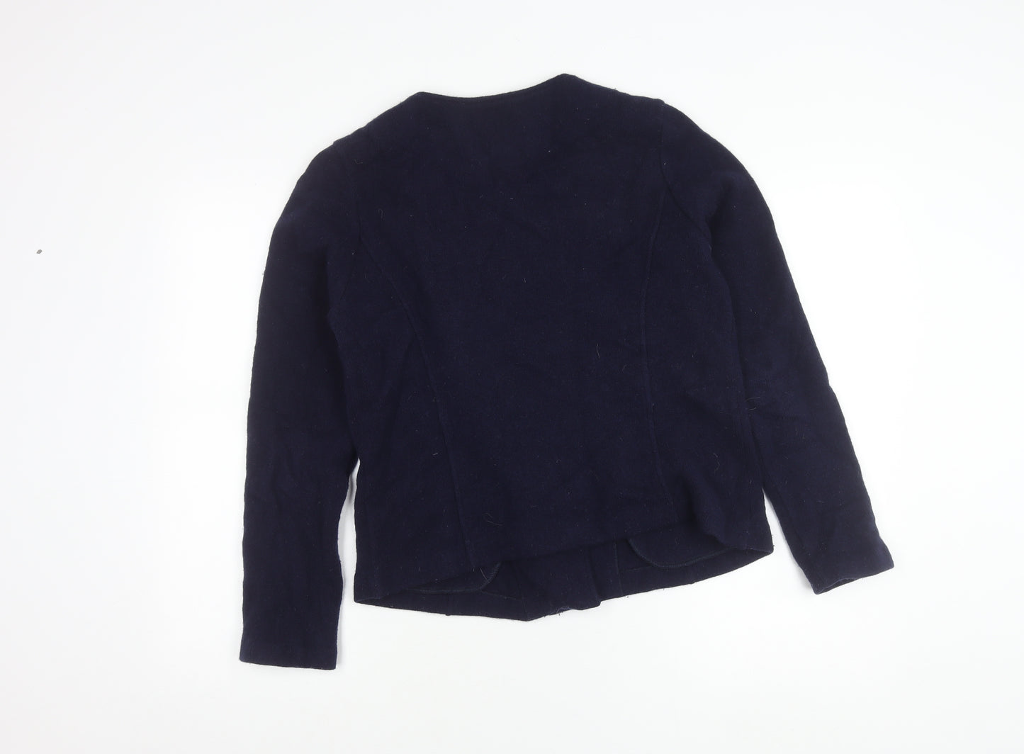 Laura Ashley Women’s Blue Wool Biker Jacket UK 12 Zip Pockets