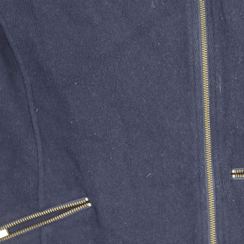Laura Ashley Women’s Blue Wool Biker Jacket UK 12 Zip Pockets