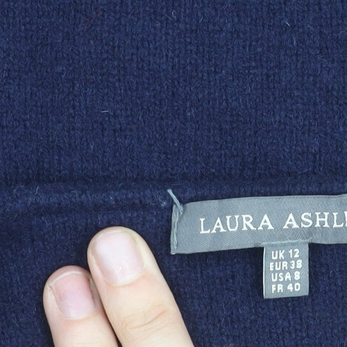 Laura Ashley Women’s Blue Wool Biker Jacket UK 12 Zip Pockets