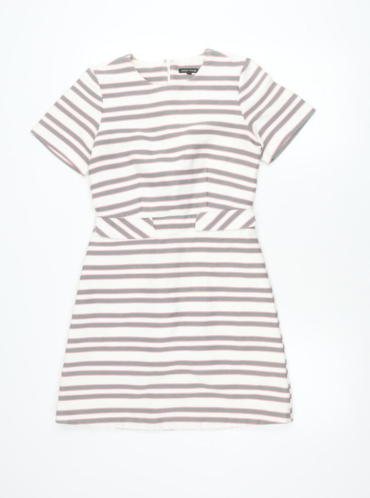 Warehouse Women’s Multicoloured Stripe Sheath Dress UK 8