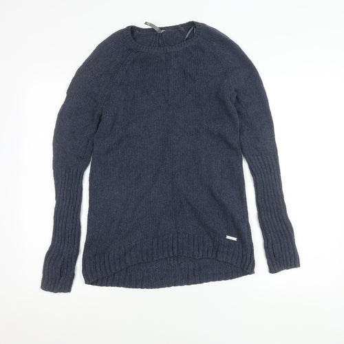 Sweaty Betty Women’s Blue XS Open-Knit Crew Neck Cotton Jumper