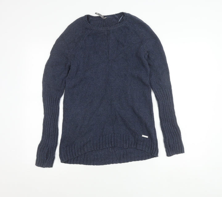 Sweaty Betty Women’s Blue XS Open-Knit Crew Neck Cotton Jumper