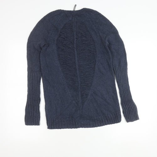 Sweaty Betty Women’s Blue XS Open-Knit Crew Neck Cotton Jumper