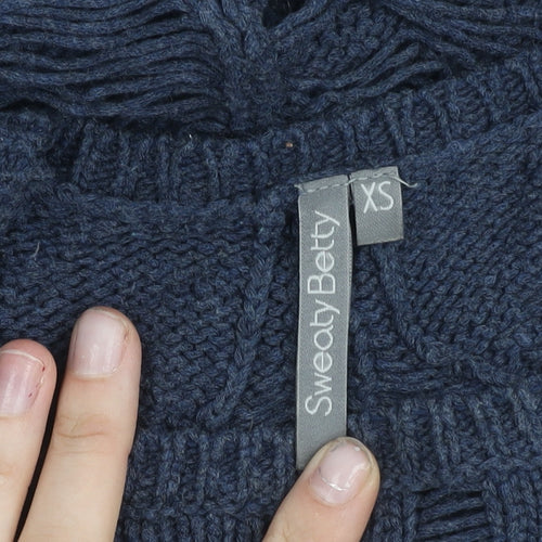 Sweaty Betty Women’s Blue XS Open-Knit Crew Neck Cotton Jumper