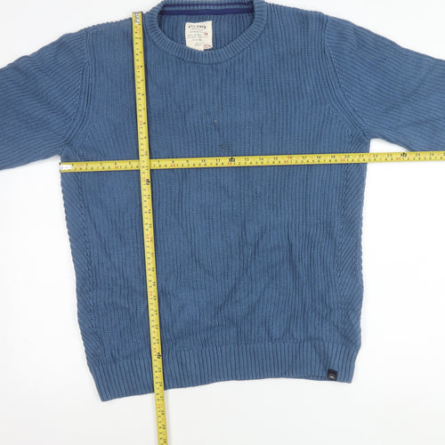Fat Face Mens Blue Cotton Crew Neck Jumper L Regular Fit Knitwear