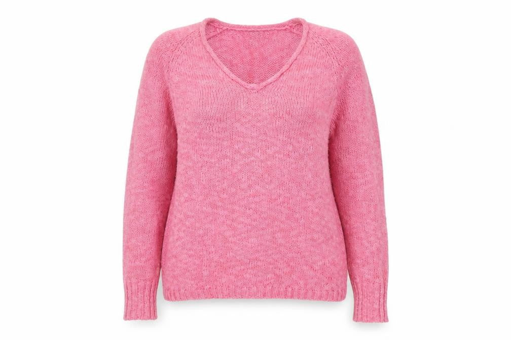 Front view of Chaps Women’s Pink XL V-Neck Knit jumper Long Sleeve