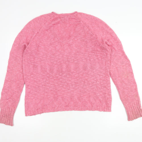 Chaps Women’s Pink XL V-Neck Knit Pullover Jumper Long Sleeve