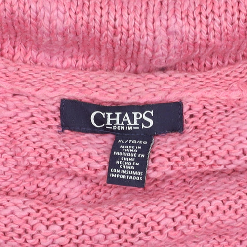 Chaps Women’s Pink XL V-Neck Knit Pullover Jumper Long Sleeve