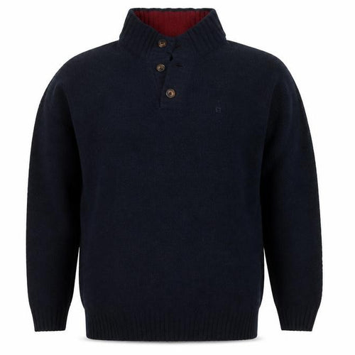 Pierre Cardin Mens Blue L Henley Knit Jumper Polyester Long Sleeve