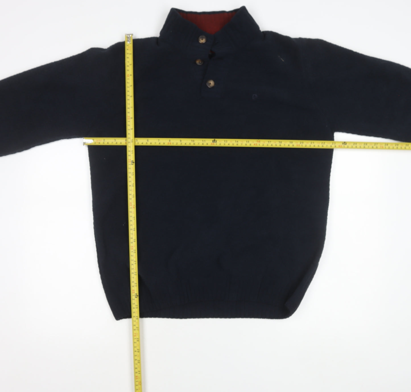 Pierre Cardin Mens Blue L Henley Knit Jumper Polyester Long Sleeve