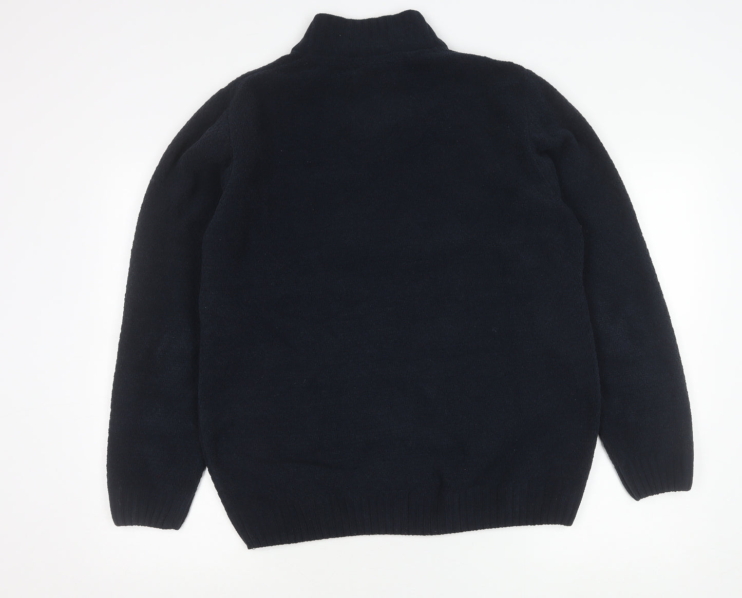 Pierre Cardin Mens Blue L Henley Knit Jumper Polyester Long Sleeve
