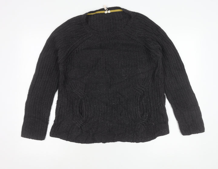 Hollister Womens Grey Knit Pullover Jumper Size 16 Crew Neck